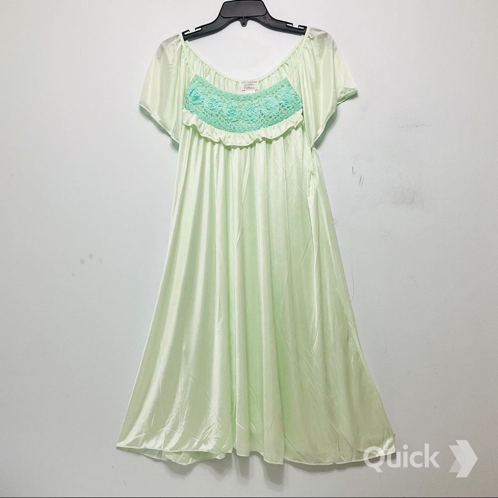 NWT Green Cap Sleeve Satin Nightgown